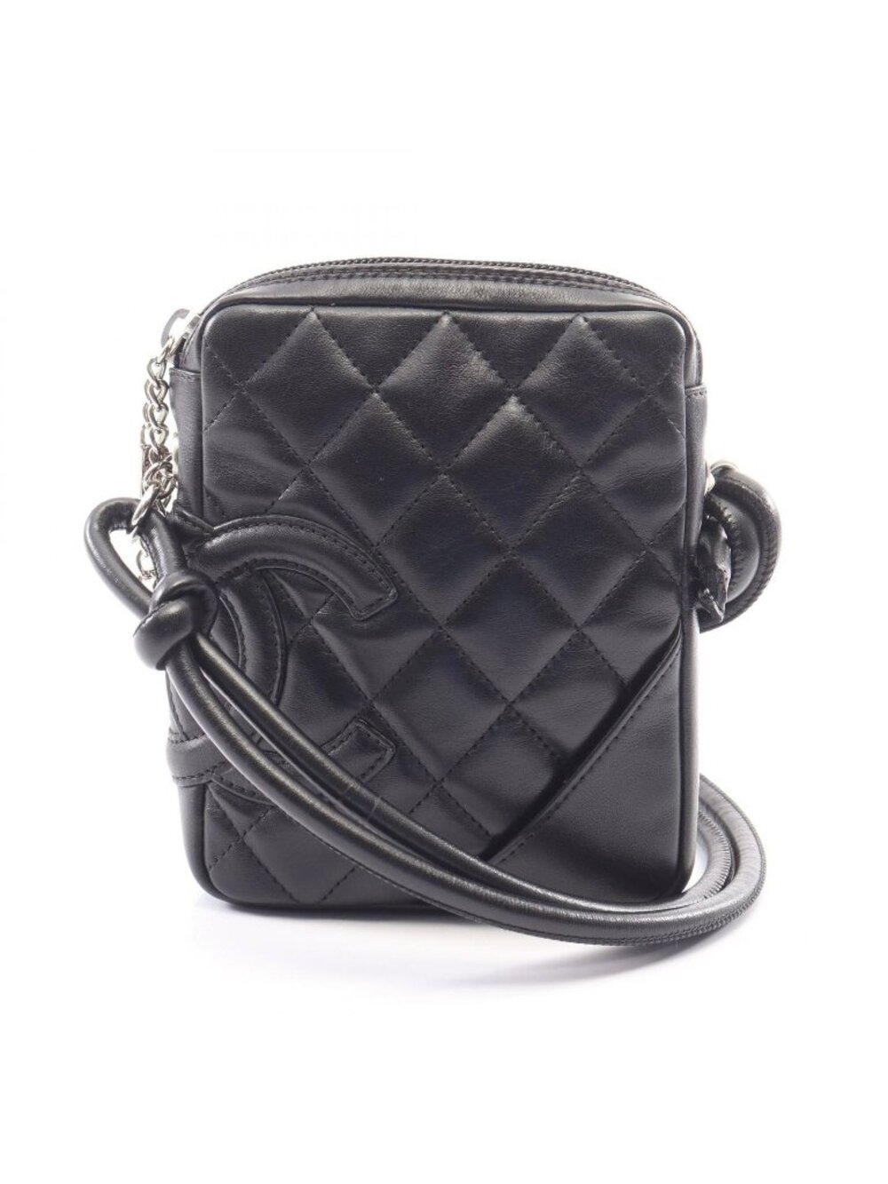 Chanel Shoulder Bag Cambon Line Small Black Leather Pochette